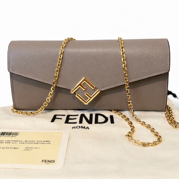 Fendi Handbags - Fendi Brown Taupe Crossbody Wallet On Chain Shoulder Bag